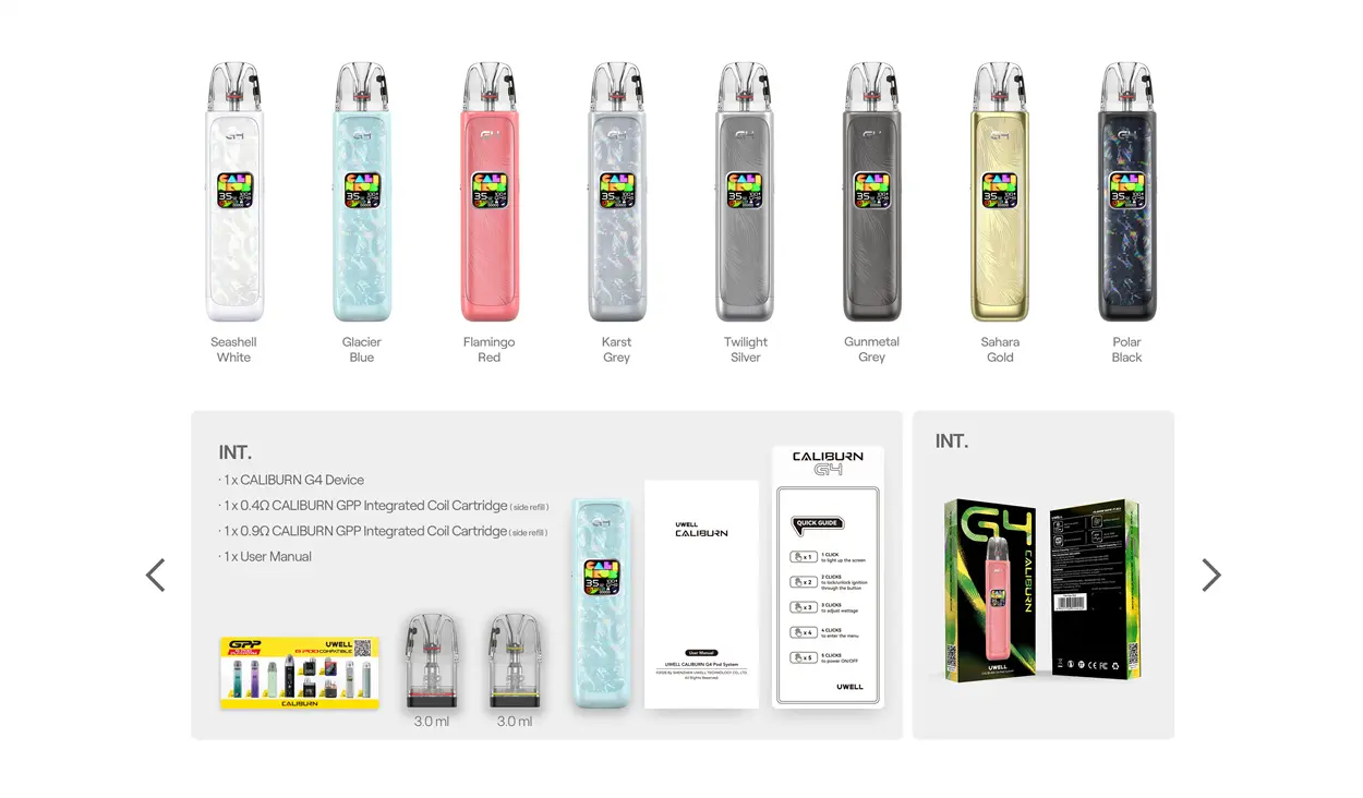 Uwell Caliburn G4 – cijeli komplet s dodatnom opremom